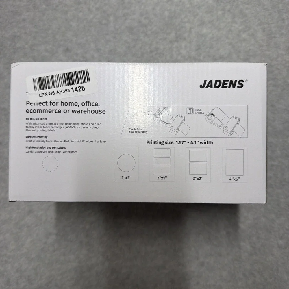 Jadens Thermal Label Printer JD-268BT New Open Box